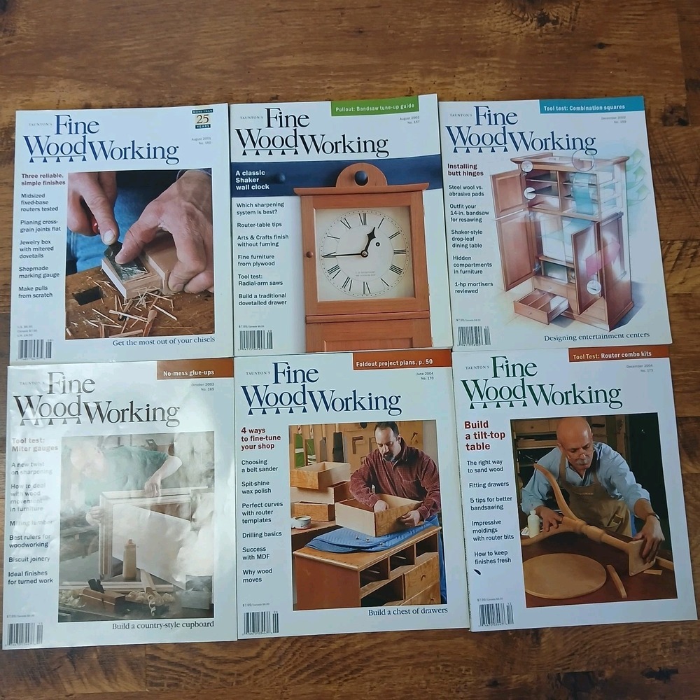 Lot Of 6 "Fine Woodworking" Magazines Issues #150,157,159,165,170,173 Vtg